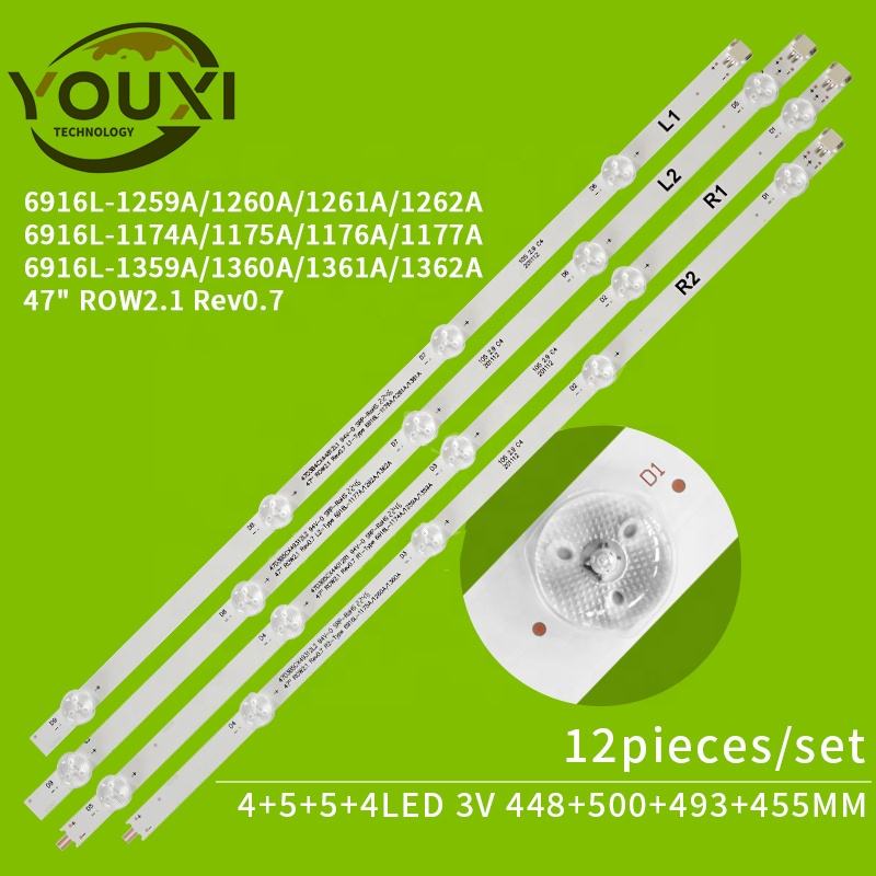 Fitas de LED para retroiluminação 47" ROW2.16916L-1174A 1175A 1176A 1177A Tiras de LED para LG 47Wl10MS-B 47LA6130 47LA6200 47LN5700