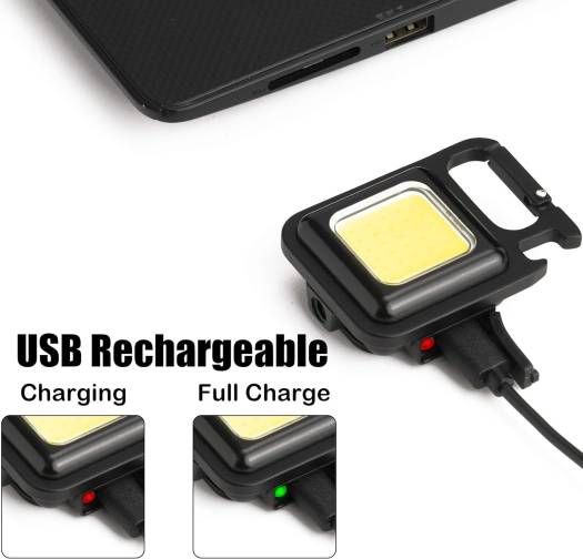 COB Small Flashlights, 800Lumens Bright Rechargeable Keychain Mini Flashlight
